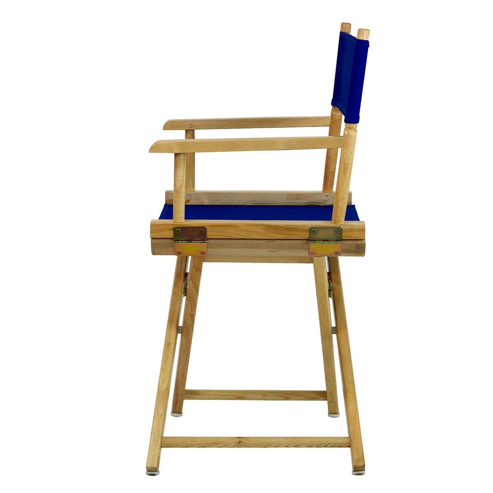 Angle. FurniFact - Royal Blue Canvas Director Chair with Foldable Solid Wood Frame - Natural Frame/Royal Blue Canvas.