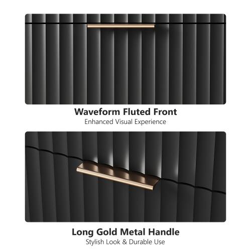 Waveform Fluted Front  
Enhanced Visual Experience  

Long Gold Metal Handle  
Stylish Look & Durable Use