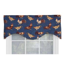 RLF Home - Rise N Shine Cornice 100% Cotton with Fully Lined 3" Rod Pocket Valnance for Windows 50" x 17" - Denim