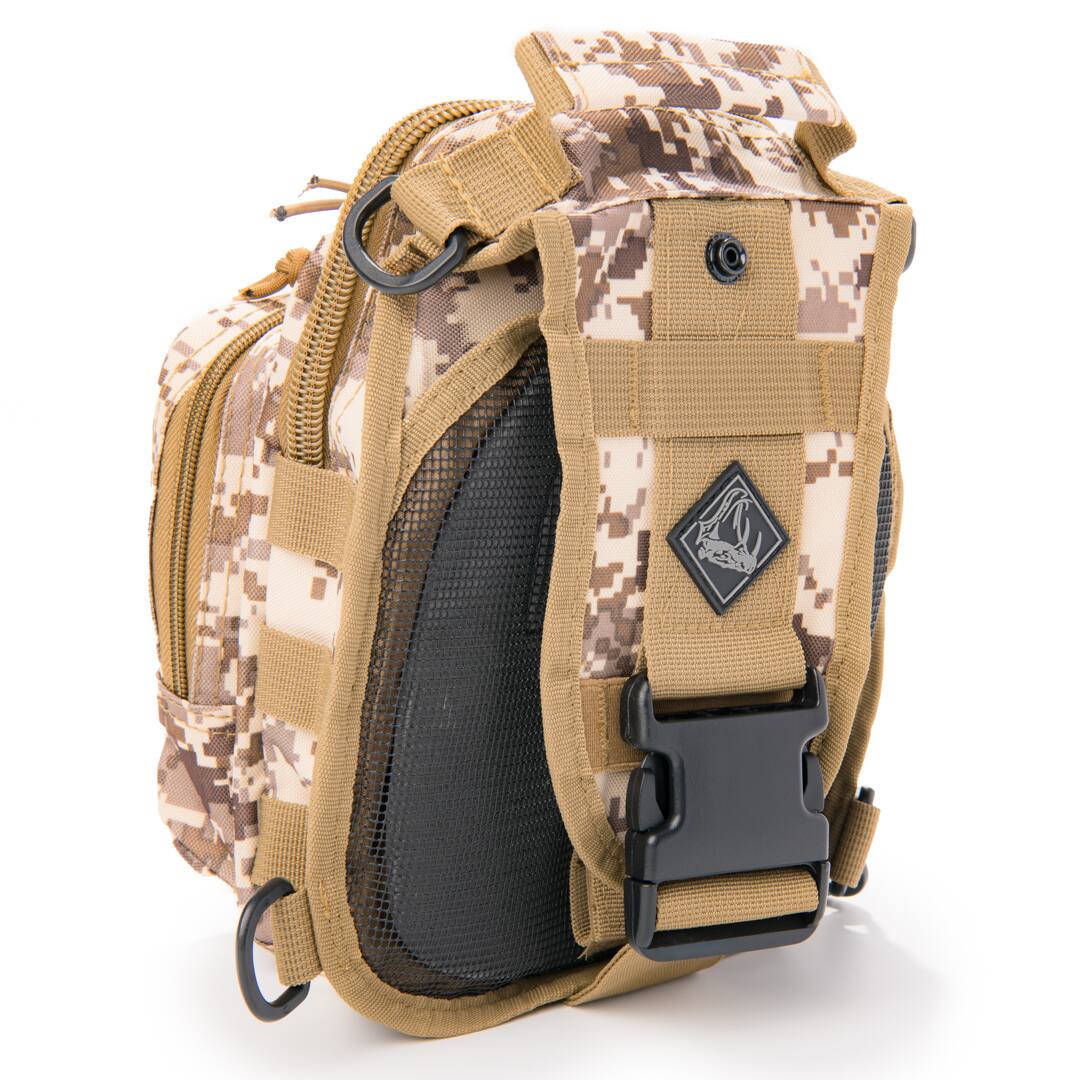Alt View 3. Rattlesnake Tactical - Rattlesnake Tactical Sling Pack with Pistol Retention System, Digital Desert - Desert Digital.