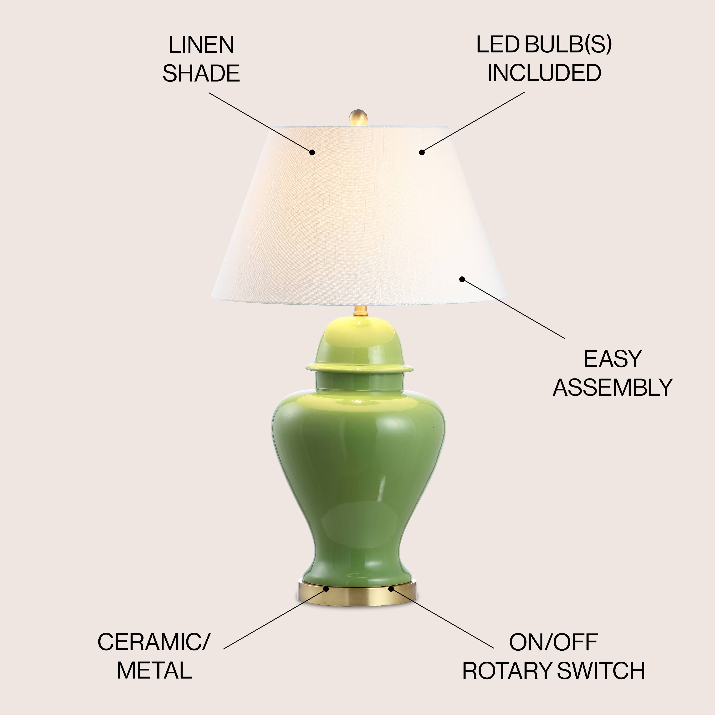 LINEN SHADE  
LED BULB(S) INCLUDED  
EASY ASSEMBLY  
CERAMIC/METAL  
ON/OFF ROTARY SWITCH