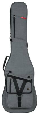 Gator - Transit Series Lightweight Bass Guitar Gig Bag with Back Pack Straps, Weather Resistant Exterior, and Rubberized Bottom - Light Gray