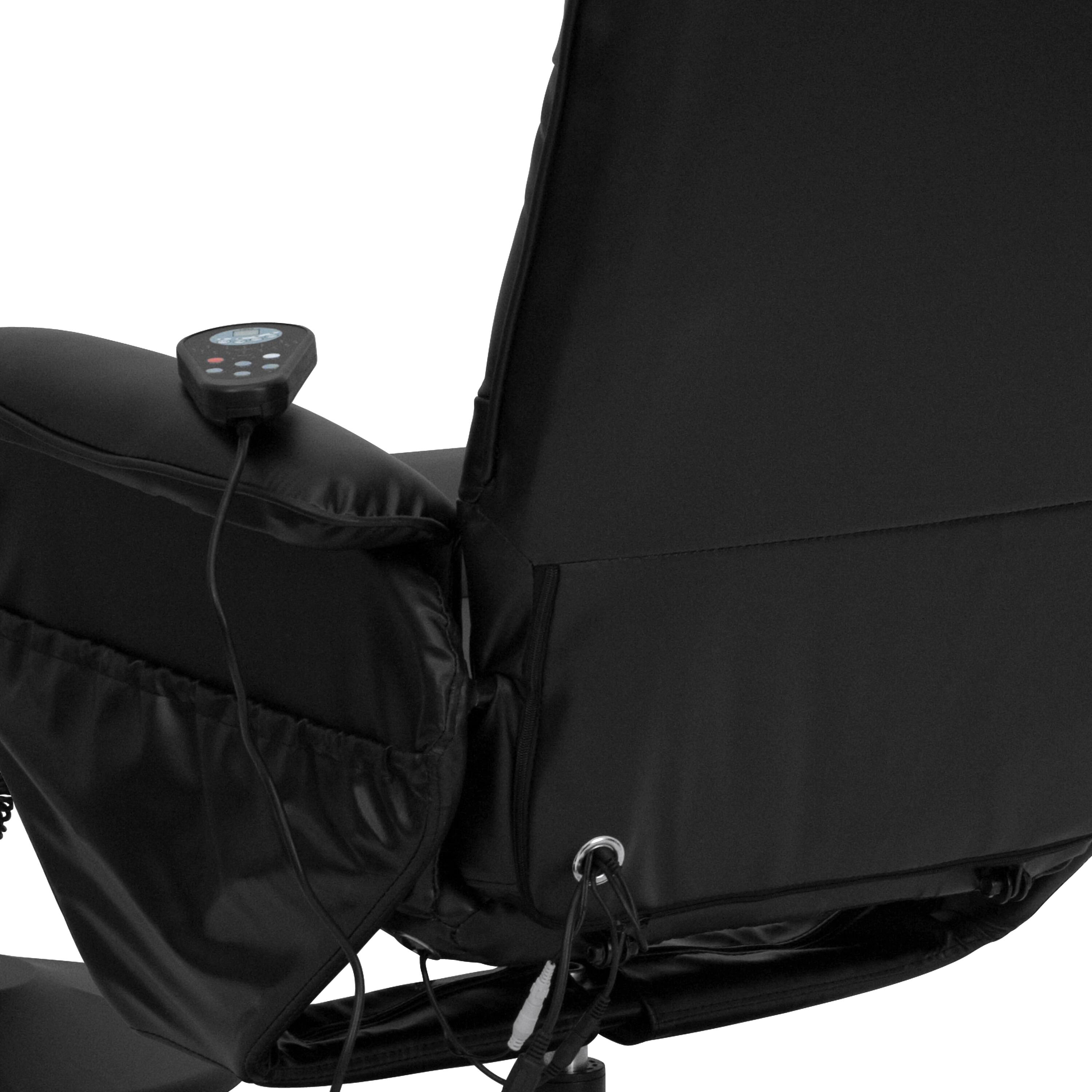 Alt View 9. Emma + Oliver - Massaging Multi-Position Recliner with Deep Side Pockets and Ottoman with Wrapped Base - Black.