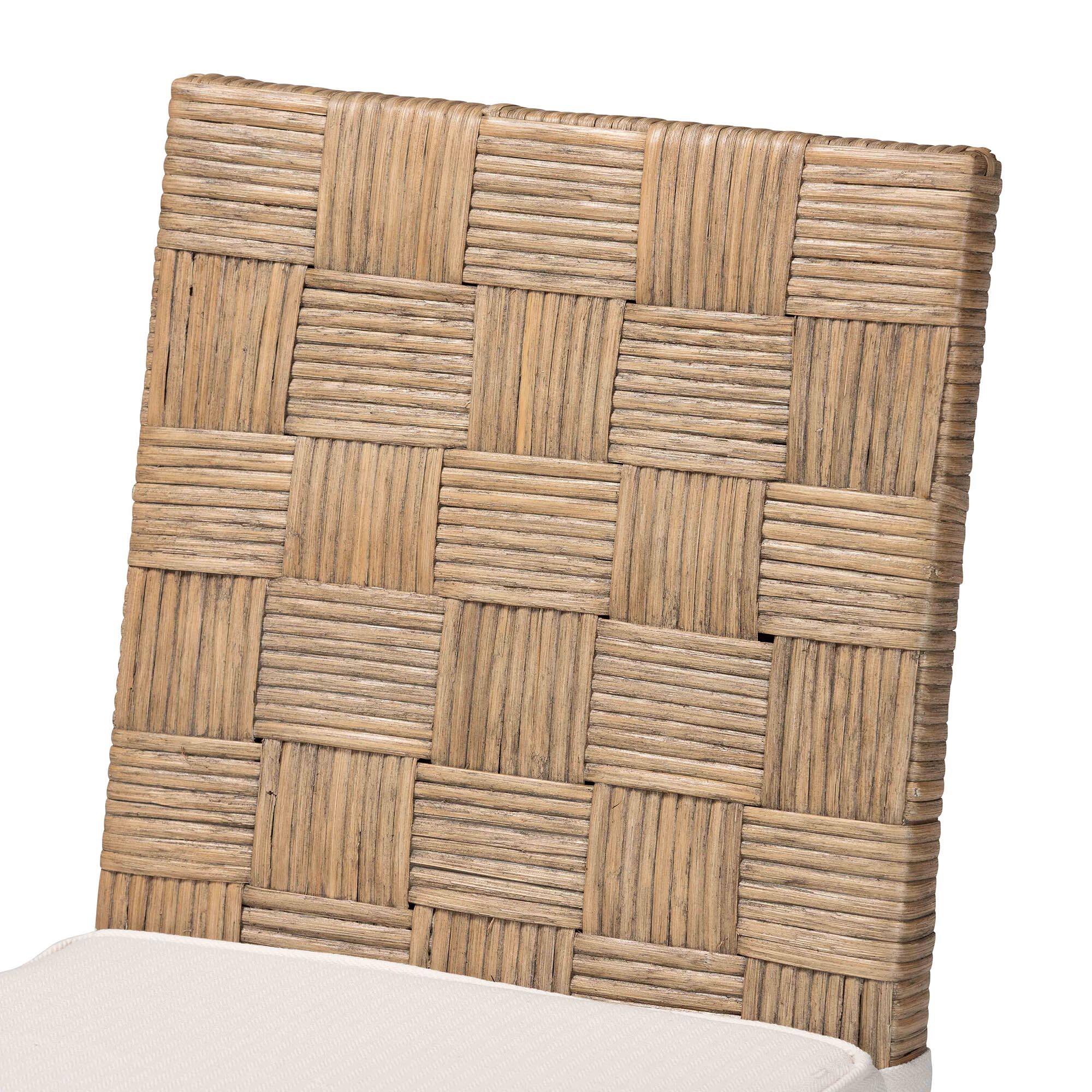 Alt View 1. bali & pari - Fatima Natural Rattan Dining Chair with Cushion – Handwoven Wicker Side Chair with Basketweave Back and Seat - Grey Taupe/Black.