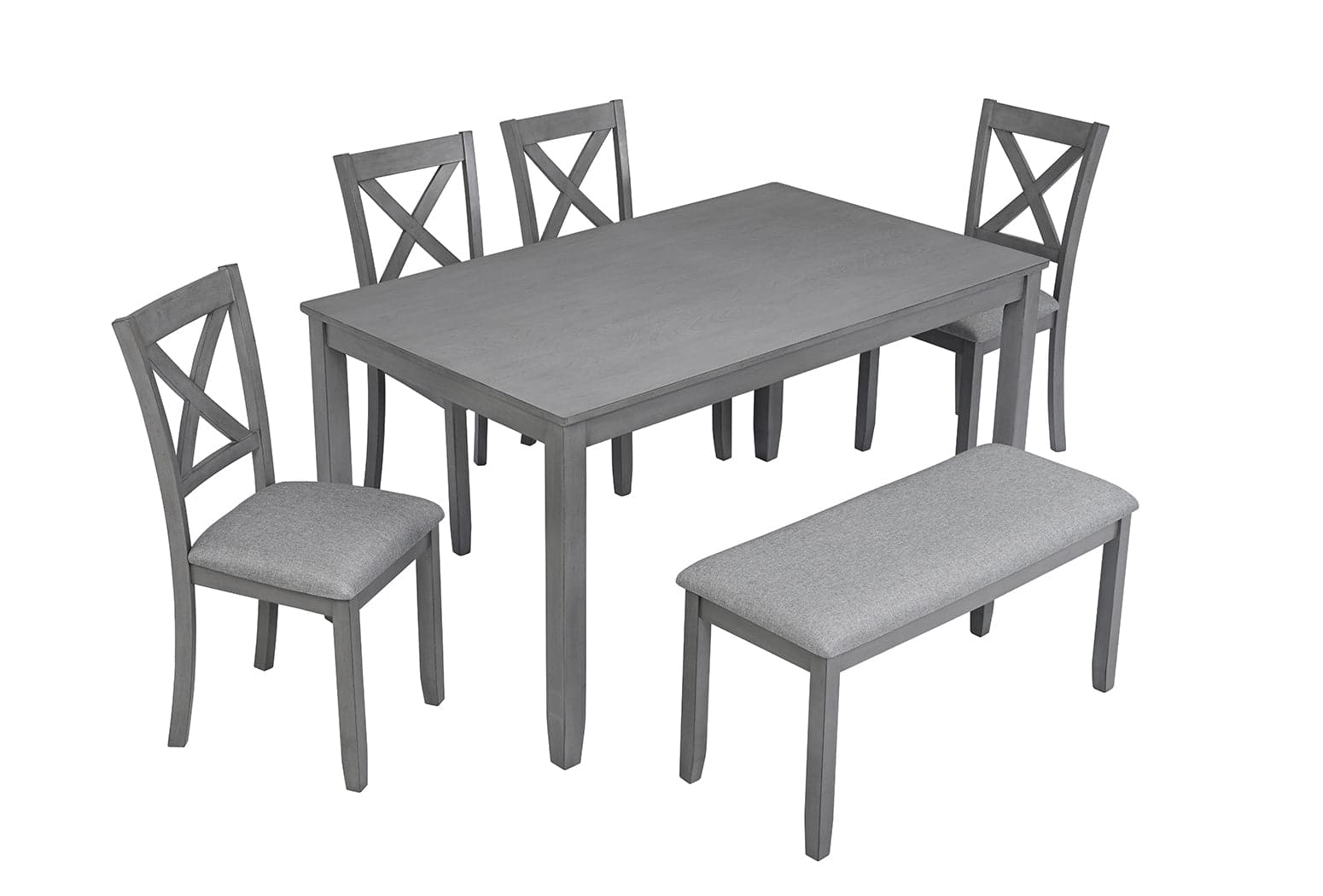 Boyel Living - 5-Piece Rectangular Dining Table Set with Bench Seats 6 - Gray