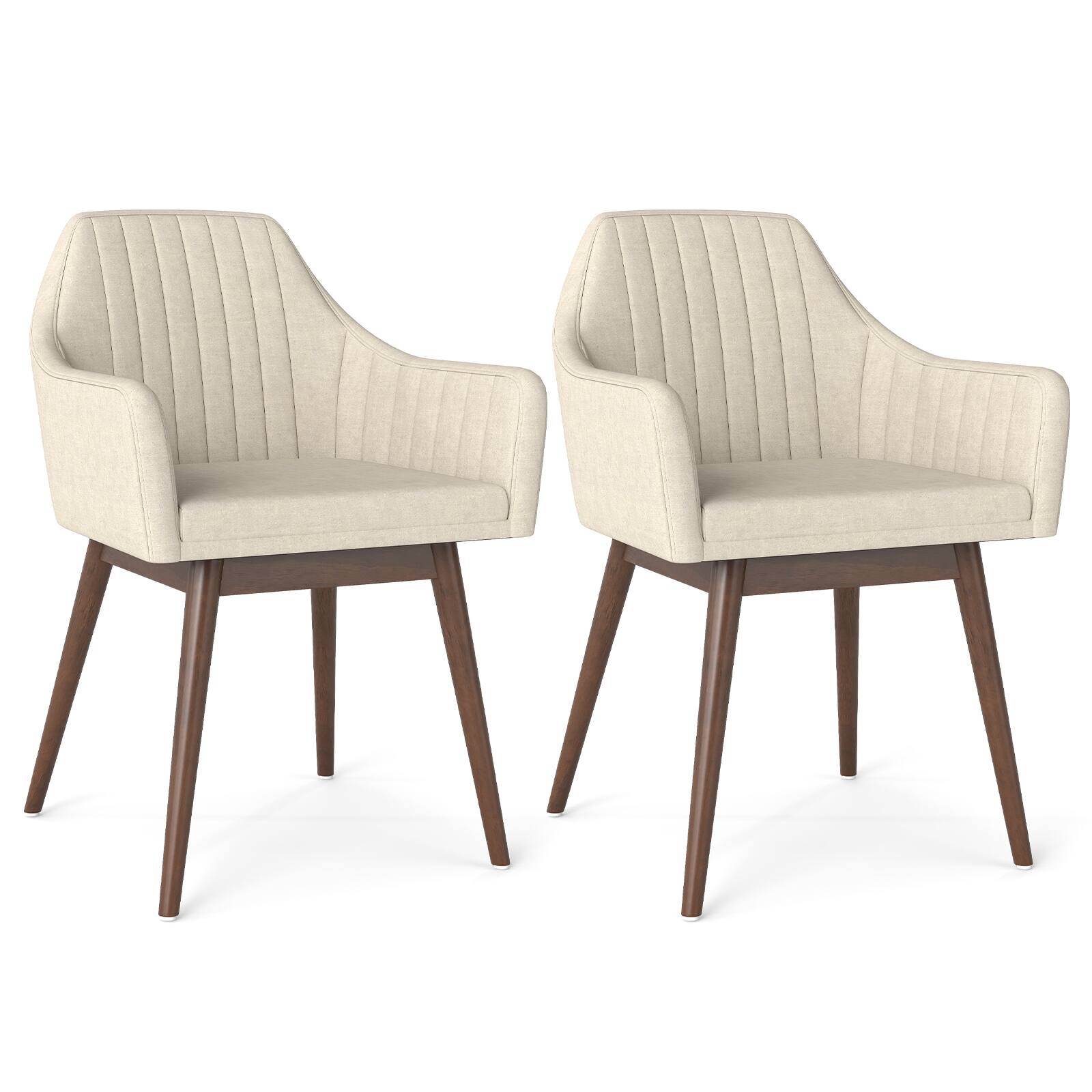 Alt View 9. Gymax - Gymax Set of 4 Dining Chairs Upholstered Kitchen Table Chairs w/ Solid Wood Legs Beige - Beige.