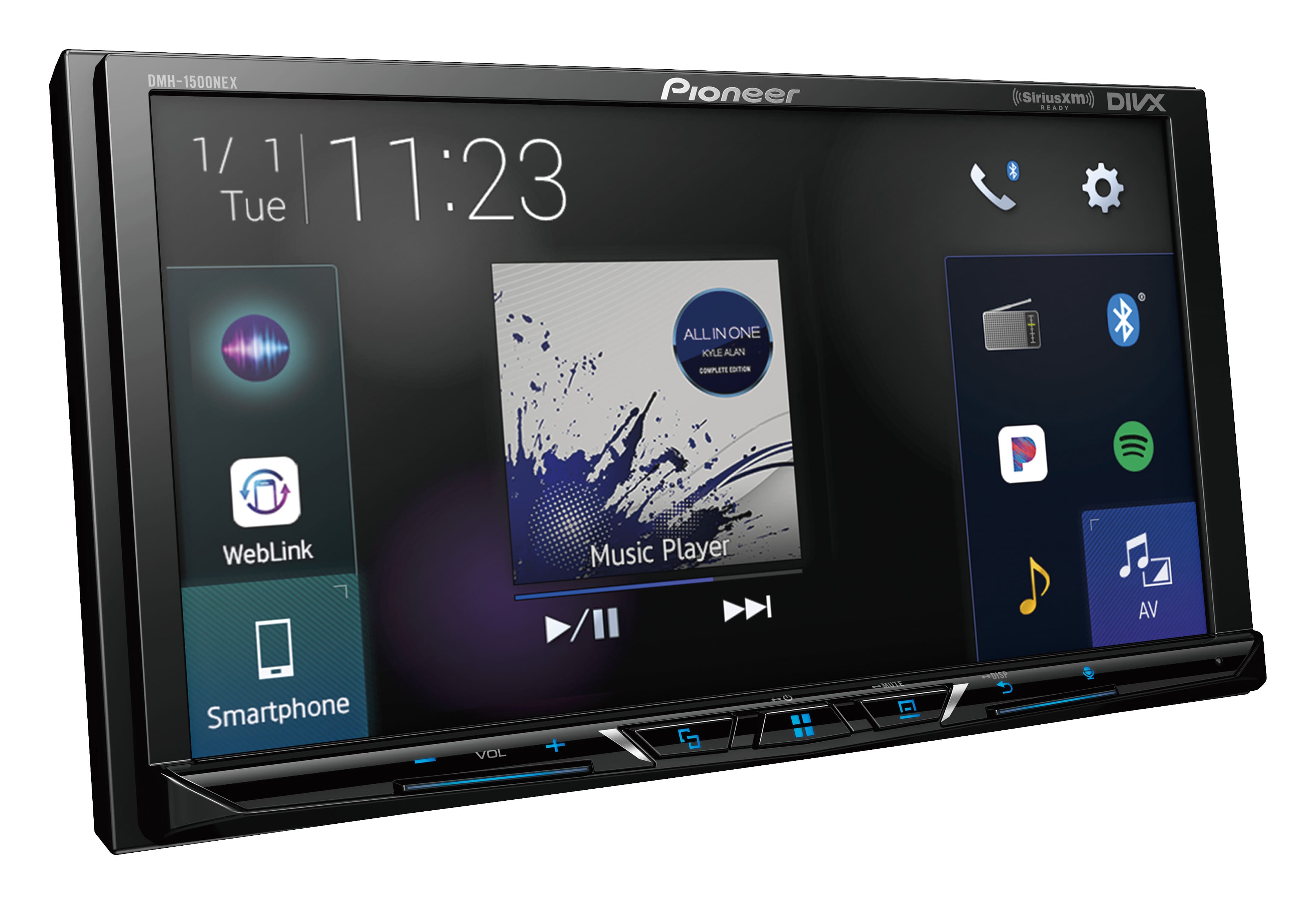 Angle. Pioneer - 7" Android Auto and Apple CarPlay Bluetooth Digital Media (DM) Receiver - Black.