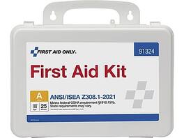 First Aid Only - Plastic First Aid Kit, ANSI 2021 Class A, 25 People, 94 Pieces - White