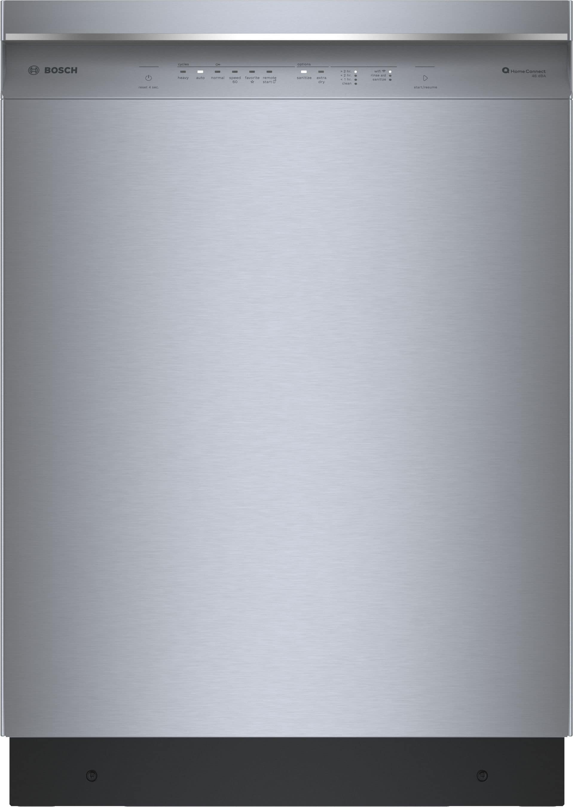 Bosch - 300 Series 24" Front Control Smart Built-In Tub Dishwasher with 3rd Rack and AquaStop Plus, 46 dBA - Stainless Steel - Front_Zoom