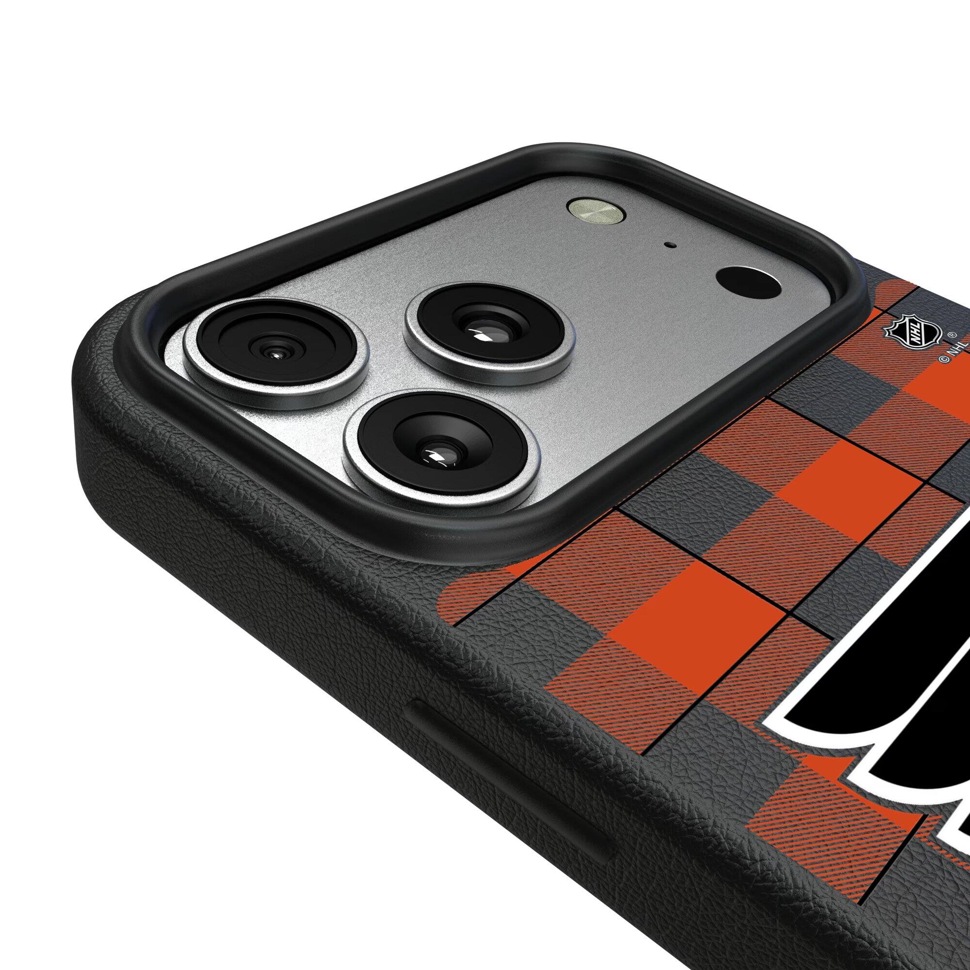 Alt View 2. Keyscaper - Philadelphia Flyers Plaid iPhone Magnetic Bump Case - 15 - Black.