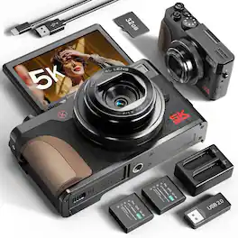 NBD - K100C 5K Digital Camera for Photography, 64MP, Autofocus, 18X Digital Zoom, 32GB Card