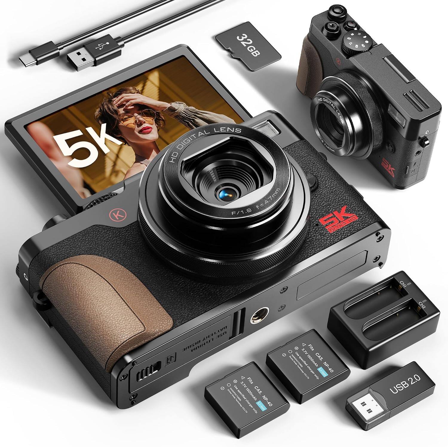 32GB

- 12 - a e a
5K K
LENS DIGITAL HD 4.7mm P/1.8
HD DIGITAL LENS
BAT ARR nan KRIGHT L'SSULT 37V Fits 3 Like CAS. 1800mAh NP-40
S
8 3.7V Fits specified 1500mAh CAS. charger only. NP-40
2.0 USB