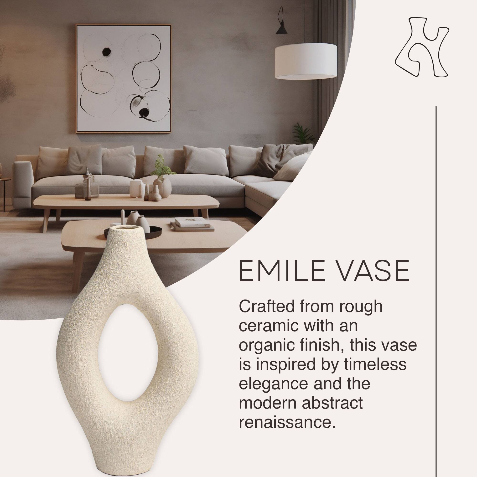 EMILE VASE

Crafted from rough ceramic with an organic finish, this vase is inspired by timeless elegance and the modern abstract renaissance.