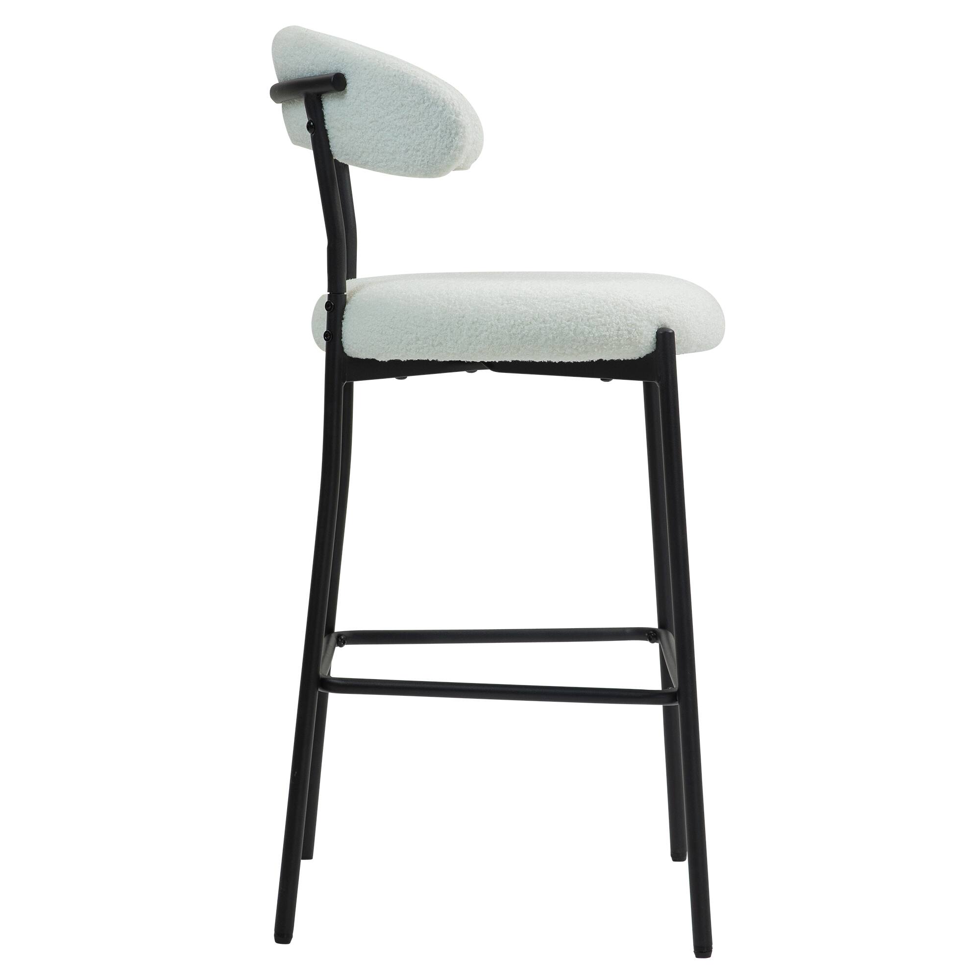 Alt View 1. GOODSILO - 26"" Counter Height Bar Stool - Teddy Fabric Kitchen Island Stool with Black Base - White.