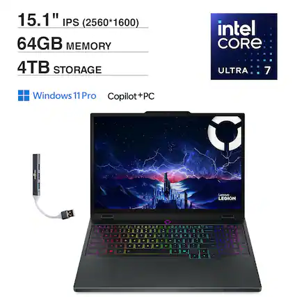 15.1" IPS (2560*1600)
64GB MEMORY
4TB STORAGE
Intel Core Ultra 7
Windows 11 Pro
Copilot+PC
Lenovo LEGION