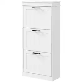 Homcom - Shoe Storage Cabinet with 3 Flip Drawers for 15 Pairs, Narrow Shoe Organizer for Entryway - White