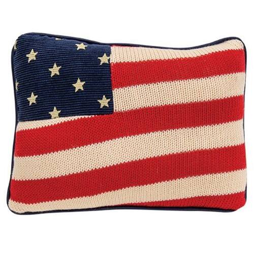 Front. BreeBe - Small American Flag Pillow - Red, White, Blue.