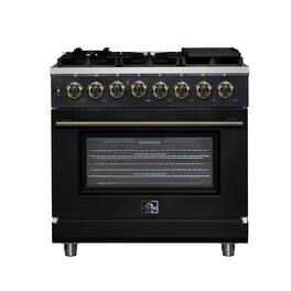 Forno Appliances - Massimo 5.36 Cu. Ft. Freestanding Dual Fuel True Convection Range with Air Fryer Basket - Black