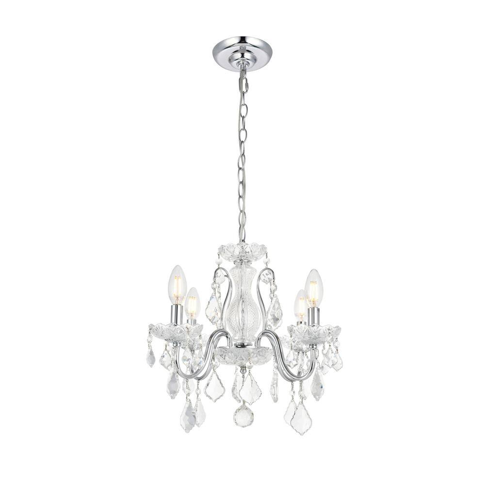 Left. Elegant Lighting - St. Francis 4 light Chrome Pendant Clear Royal Cut Crystal - Chrome.