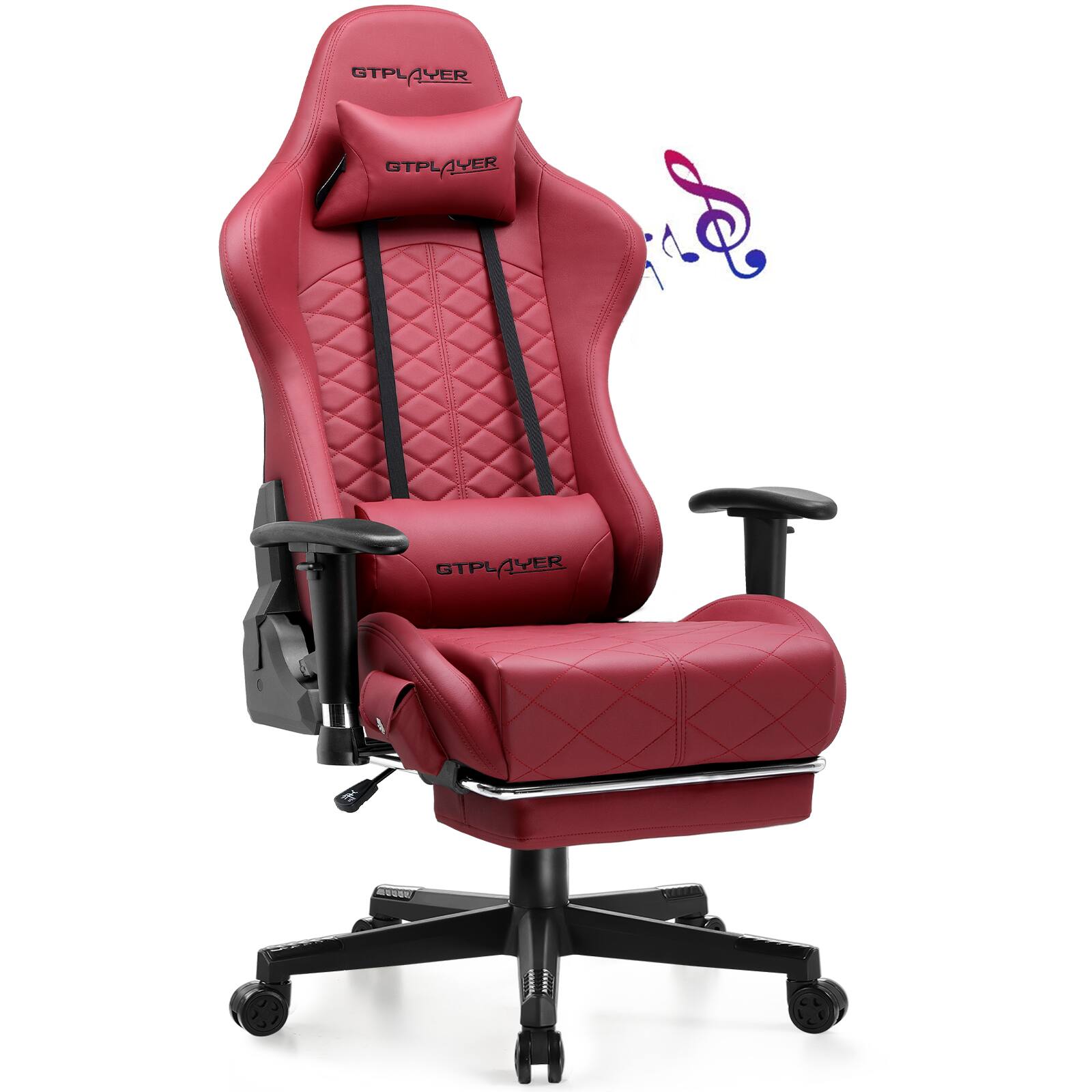 GTPlayer - Gaming Chair With Bluetooth Speakers High Back Ergonomic Office Chair - Red