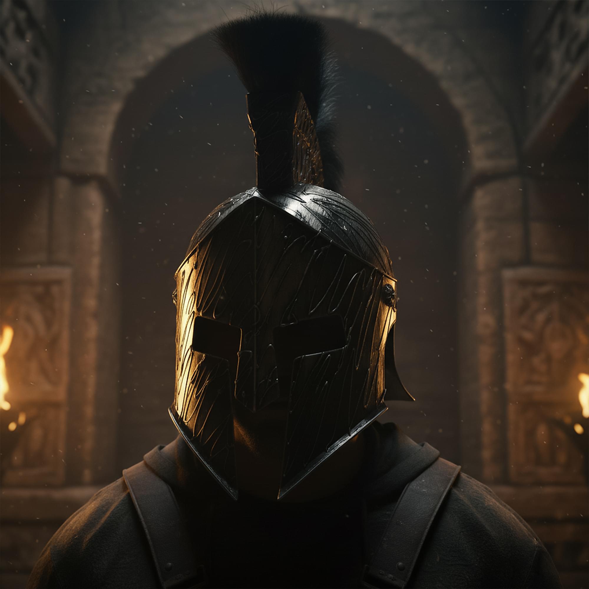 Alt View 2. Underwraps - Evil Roman Helmet With Mask Adult Costume Accessory - Black.