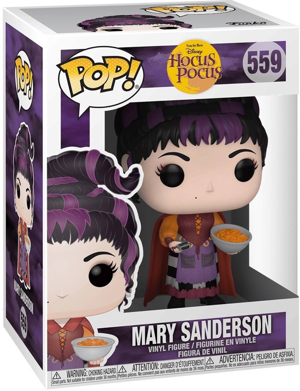 POP!
Funko
From the Movie Disney Hocus Pocus
559
POP! POCUS
MARY SANDERSON
VINYL FIGURE / FIGURINE EN VINYLE
FIGURA DE VINIL
WARNING: CHOKING HAZARD. Small parts. Not suitable for children under 36 months.
ATTENTION: DANGER D'ÉTOUFFEMENT. Petites pièces. Ne convient pas aux enfants de moins de 36 mois.
ADVERTENCIA: PEIGRO DE ASFIXIA. Partes pequeñas. No es adecuado para niños menores de 36 meses.