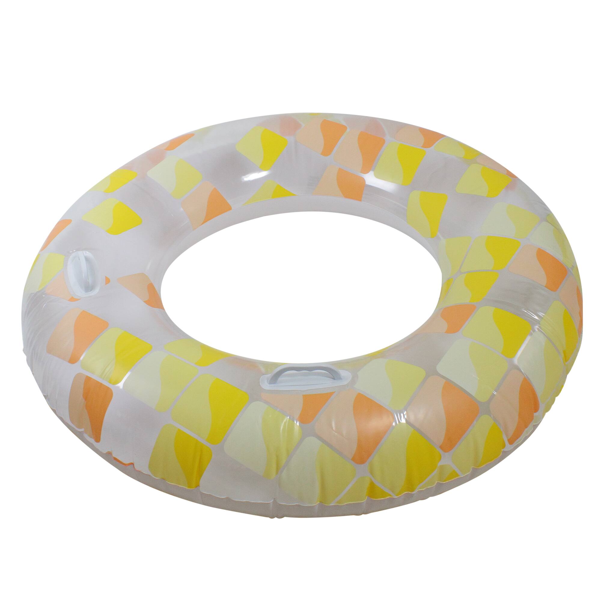 Alt View 2. Pool Central - Inflatable Yellow and Orange Mosaic Swimming Pool Ring Float, 47-Inch - Yellow.