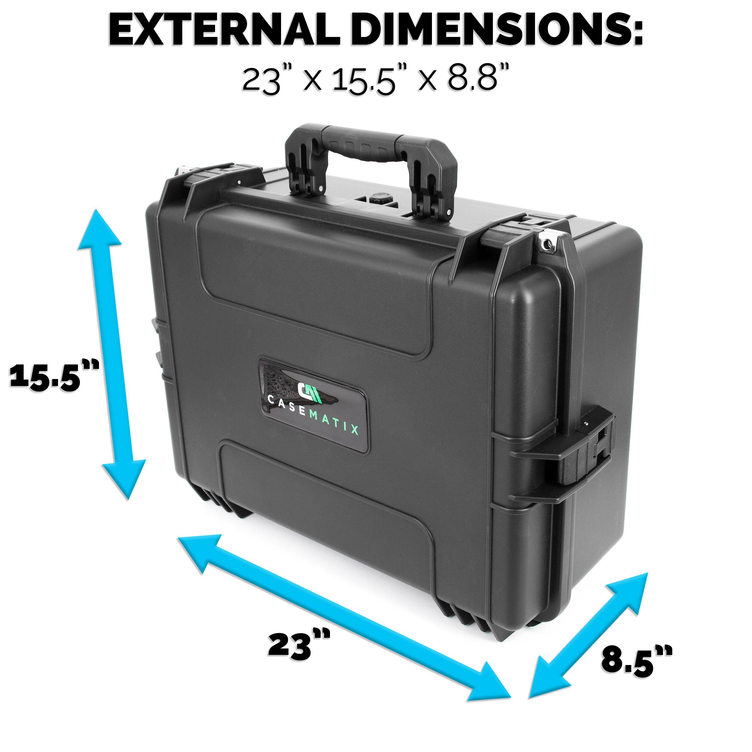 EXTERNAL DIMENSIONS:  
23" × 15.5" × 8.8"