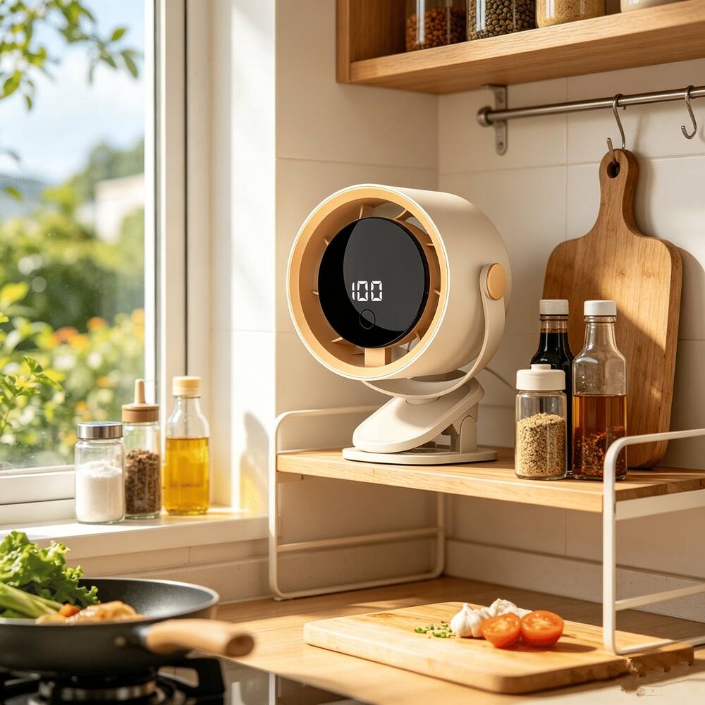 Alt View 9. Loheer - Loheer 100 Speed Clip On Fan Portable Desk Fan Rechargeable with LED Display and Hook Beige.