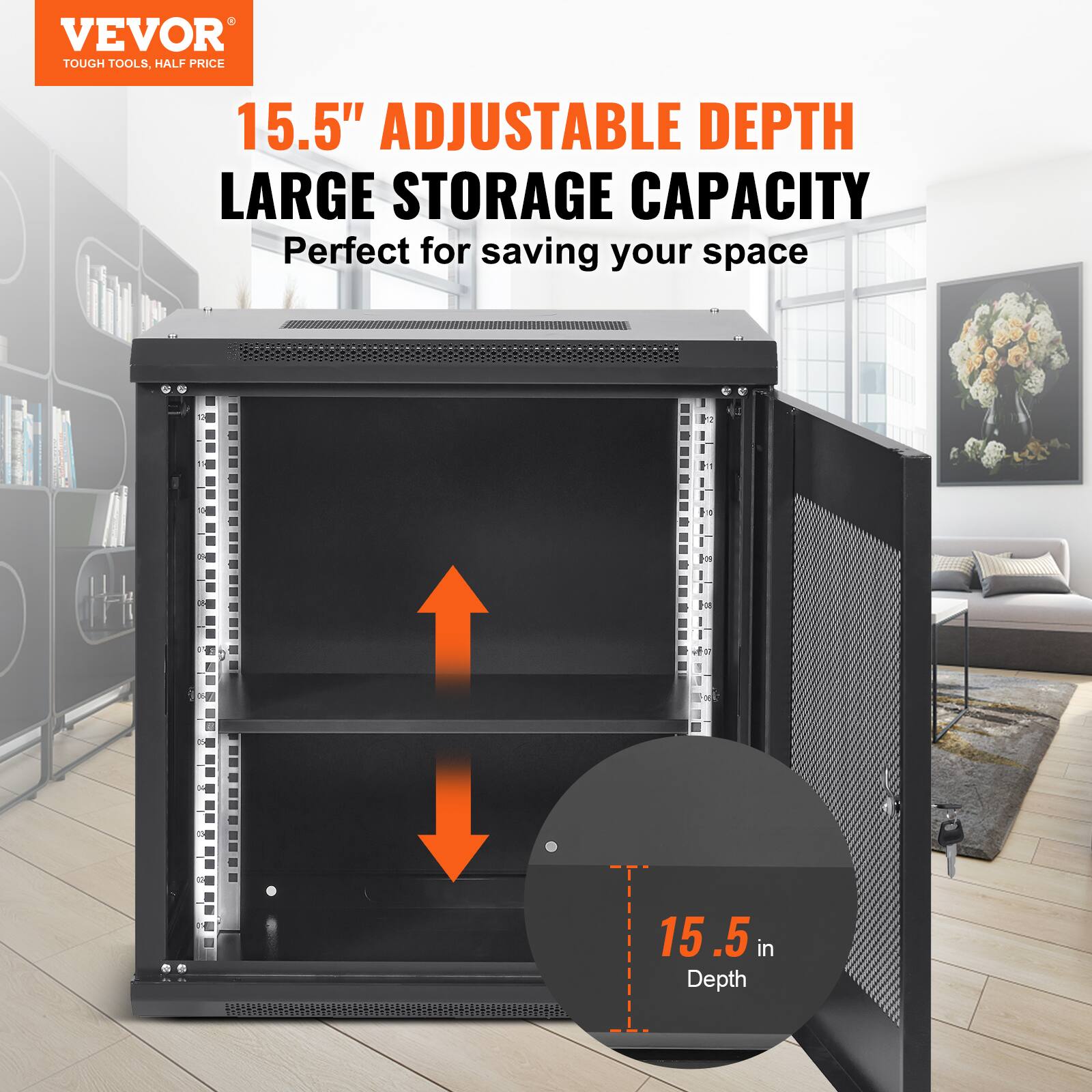 VEVOR TOUGH TOOLS. HALF PRICE

15.5" ADJUSTABLE DEPTH LARGE STORAGE CAPACITY

Perfect for saving your space

15.5 in Depth