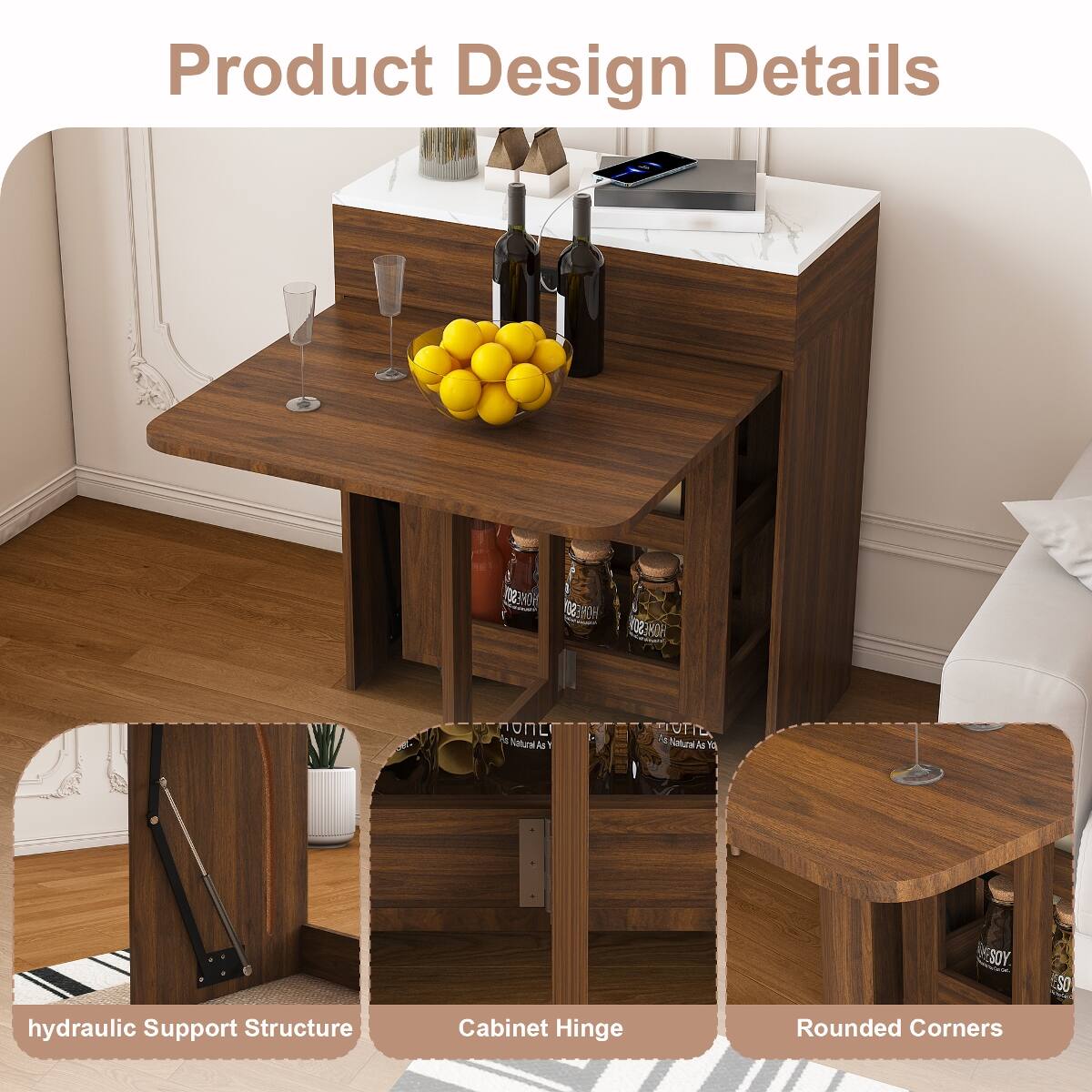 Product Design Details

- Hydraulic Support Structure
- Cabinet Hinge
- Rounded Corners