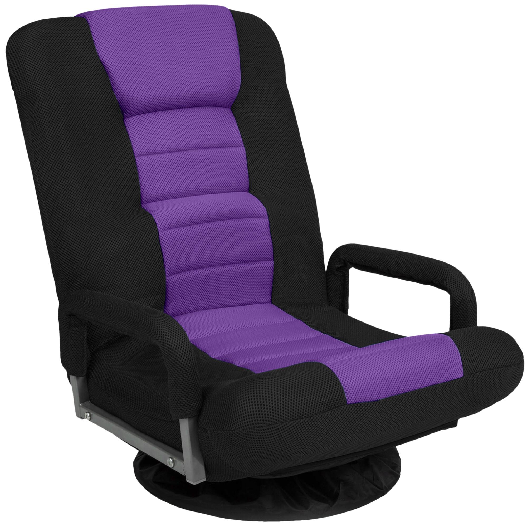 Front. Best Choice Products - Gaming Floor Chair w/ 360-Degree Swivel, Armrest, Adjustable Backrest - Black/Purple.