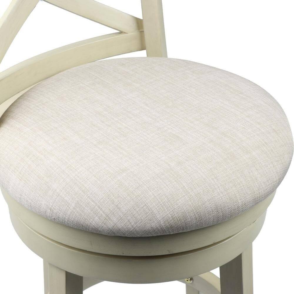 Back. FurniFact - White Solid Wood Swivel Bar Stools Set of 2 - White.