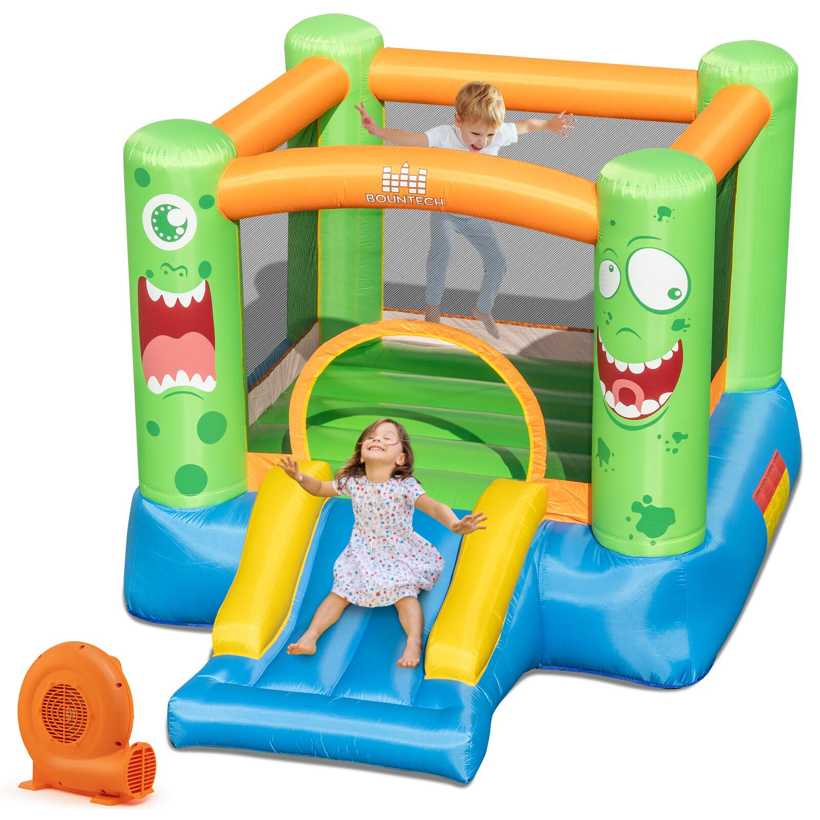 Front. Costway - Costway Inflatable Bounce House Jumper Castle Kids Playhouse with 520W Blower - Multicolor.