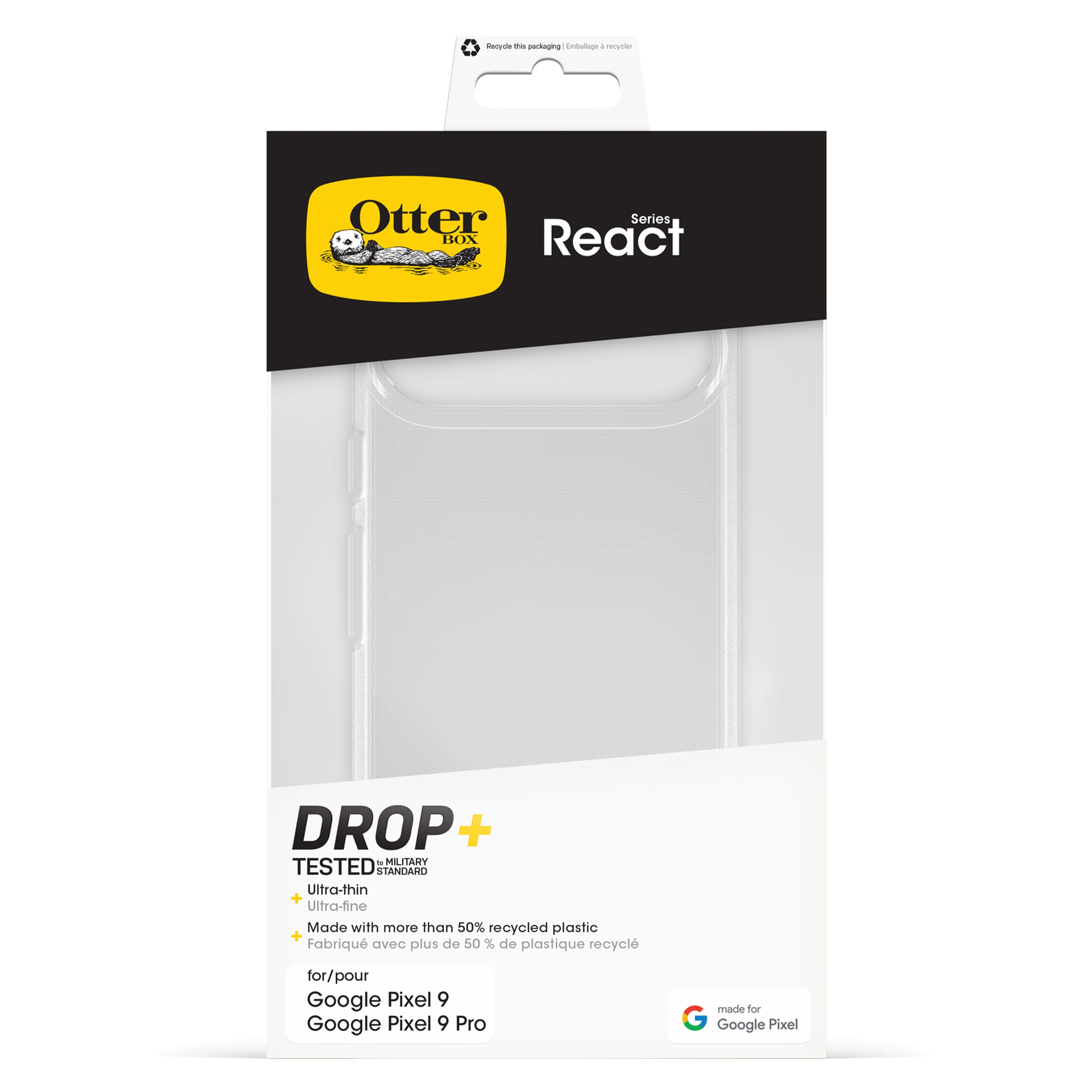 OtterBox React Series Hard Shell for Google Pixel 9 / Pixel 9 Pro Clear ...