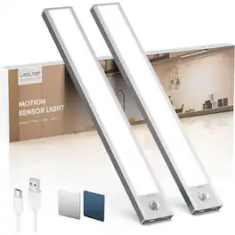 ACJPR - Under Cabinet Motion Sensor Light – Rechargeable, 6500K, 2-Pack