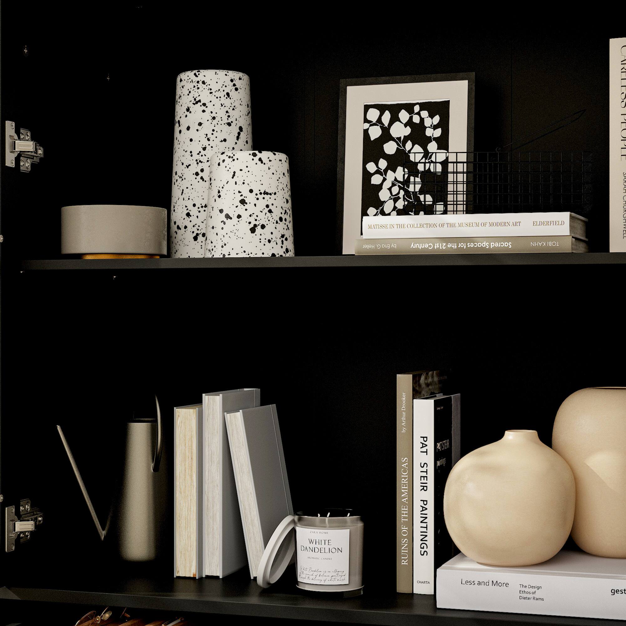 The text on the image is:

- "MATISSE IN THE COLLECTION OF THE MUSEUM OF MODERN ART"
- "ELDERFIELD"
- "WHITE DANDELION"
- "THE RUINS OF AMERICAS"
- "PAT STEIR PAINTINGS"
- "Less and More The Design Ethos of Dieter Rams"
- "gest"