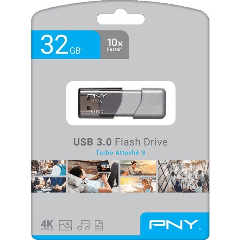 32 GB  
10x Faster  

USB 3.0 Flash Drive  
Turbo Attaché 3  

4K ULTRA HD  

PNY