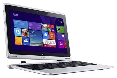 Front. Acer - 2-in-1 10.1" Refurbished Touch-Screen Laptop - Intel Atom - 2GB Memory - 64GB Solid State Drive - Silver.
