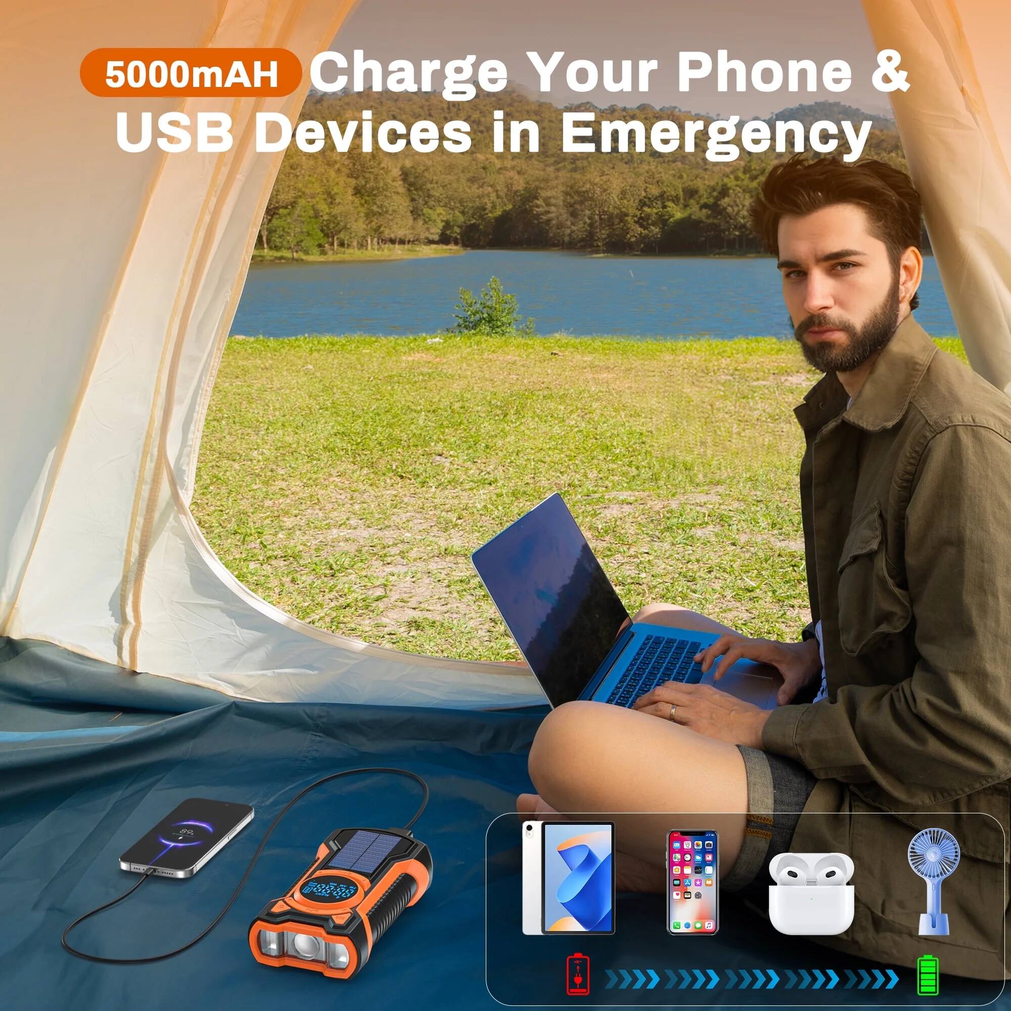 5000mAH Charge Your Phone & USB Devices in Emergency