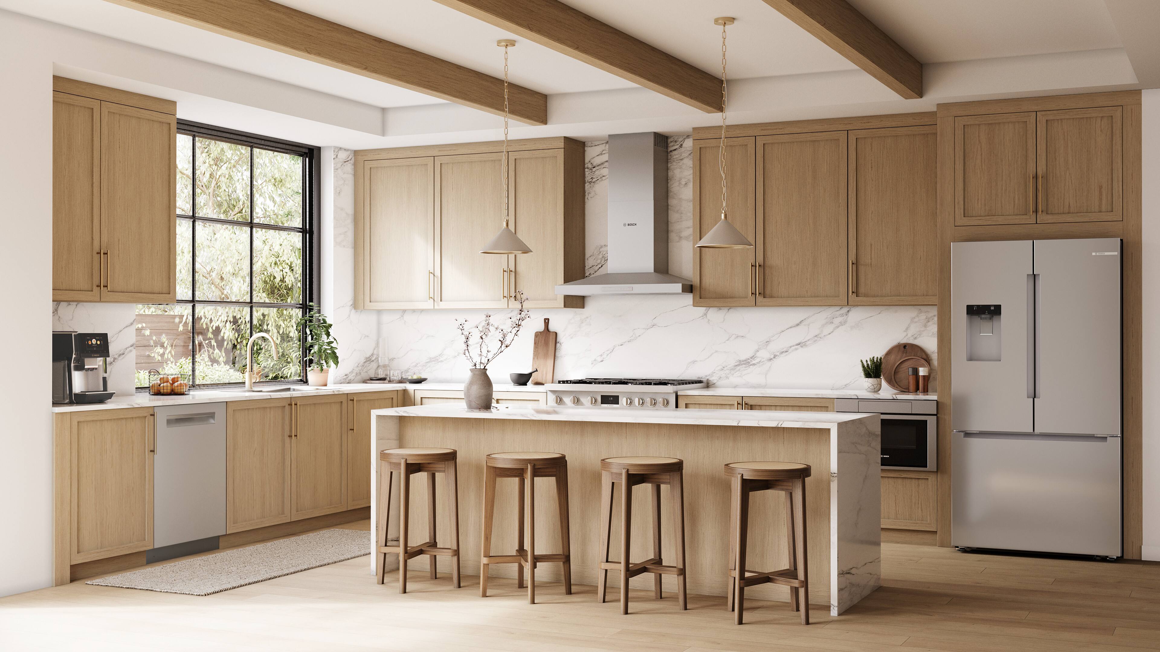 Alt View 12. Bosch - 100 Series 21.6 Cu. Ft. Bottom-Freezer French Door Counter-Depth Smart Refrigerator with External Water and Ice - Stainless Steel.