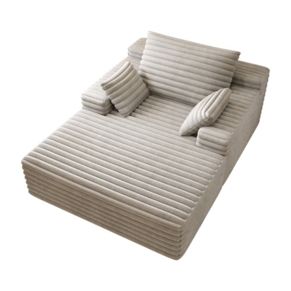 Back. LUCKY ONE - Oversized Chaise Lounge Chair Indoor Upholstered Sofa Bed Sleeper Couch No Assembly - Grey.