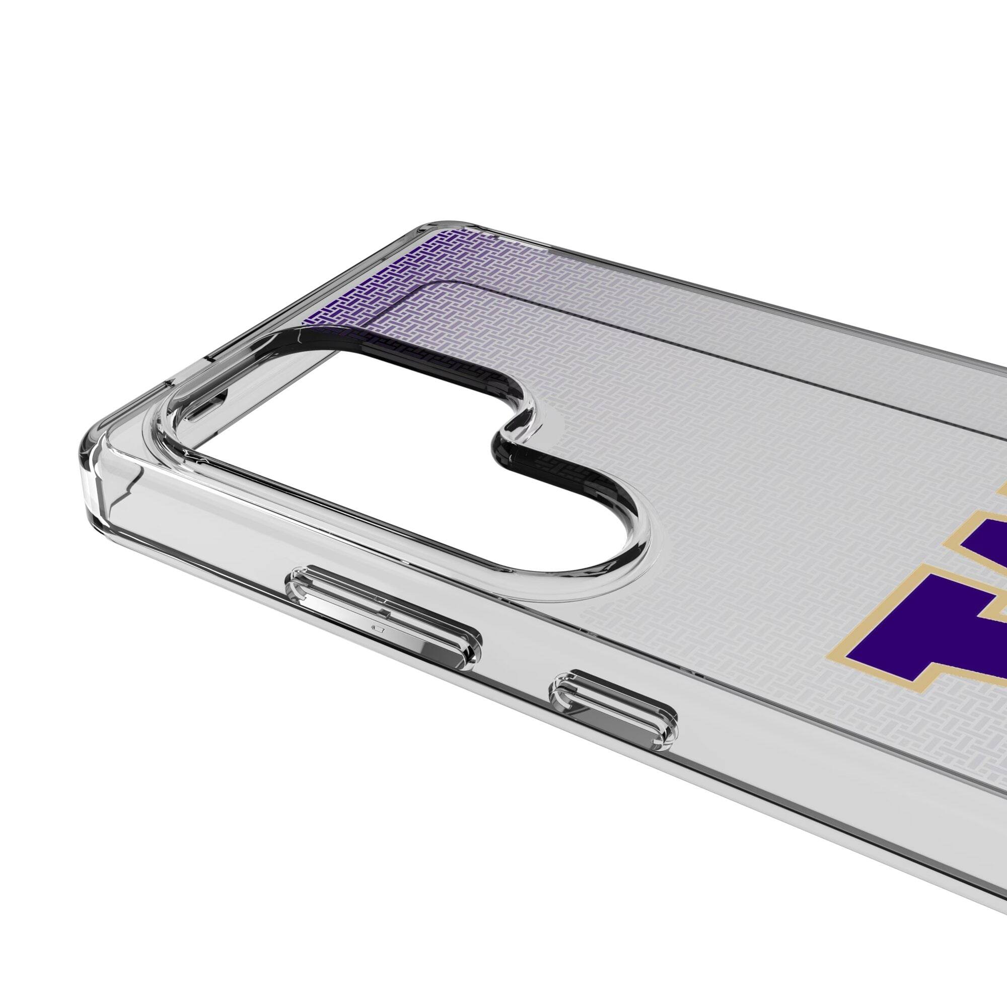 Alt View 2. Keyscaper - Washington Huskies Linen Logo Galaxy Clear Case - S23 Ultra - Multicolor.