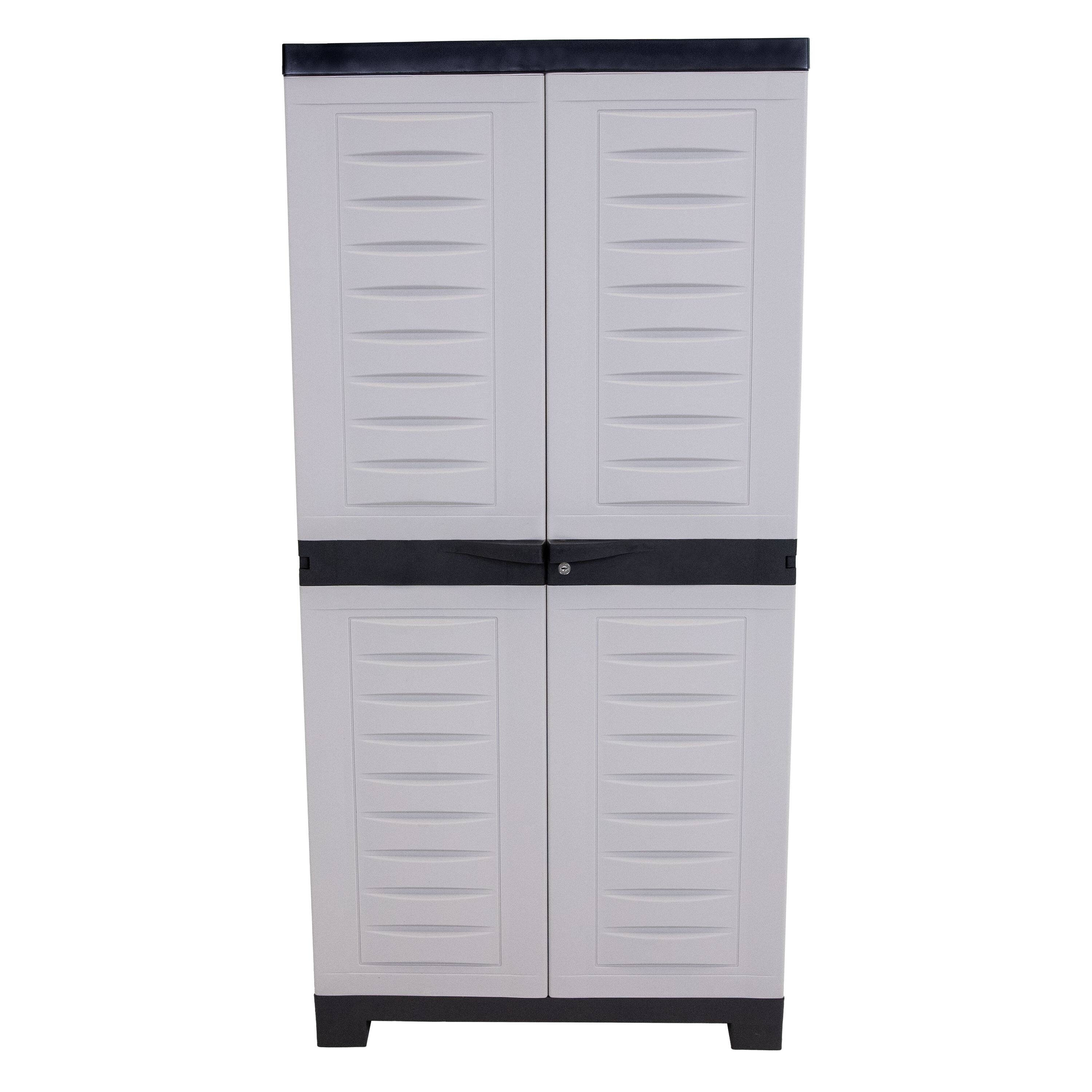 Alt View 7. Sunnydaze - Lockable Storage Cabinet with 3 Adjustable Shelves - Gray.