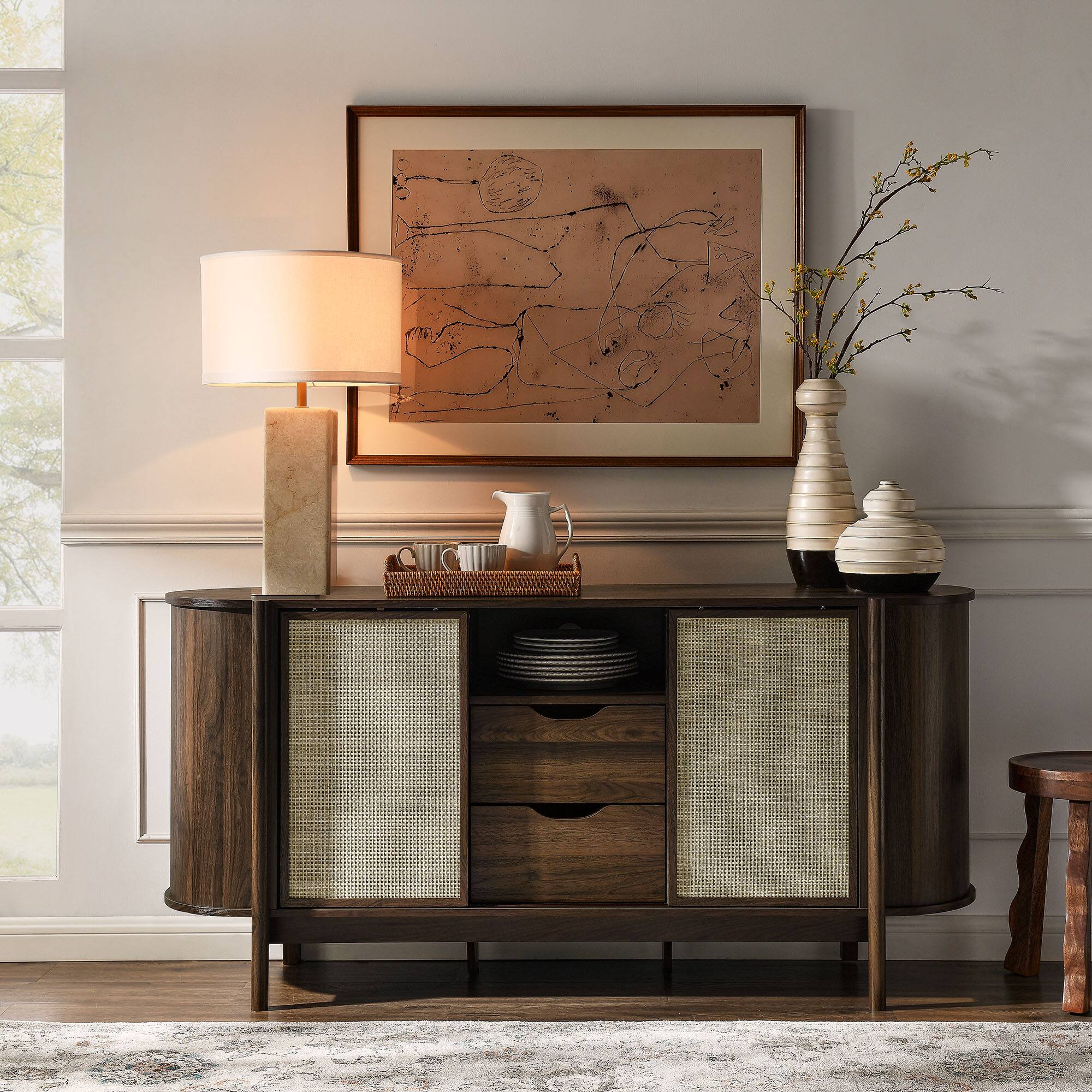 Alt View 1. Modway - Reid 63" Curved Sideboard by Modway - Walnut.