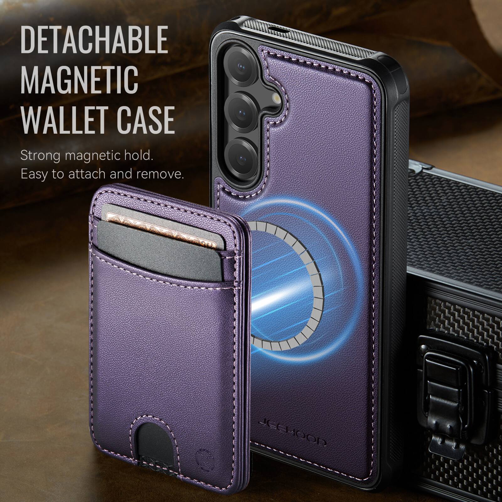 DETACHABLE MAGNETIC WALLET CASE

Strong magnetic hold.  
Easy to attach and remove.