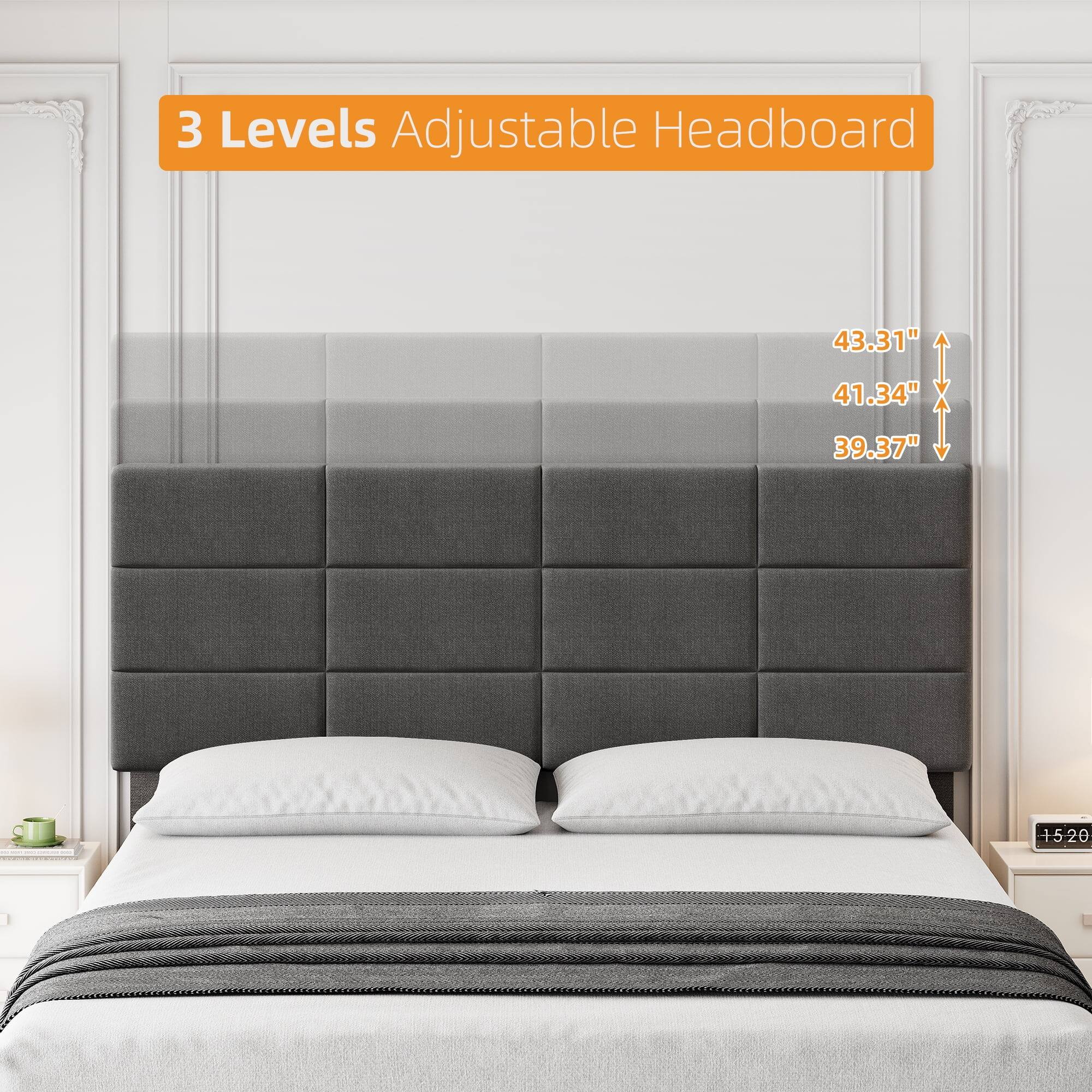 3 Levels Adjustable Headboard

43.31"  
41.34"  
39.37"