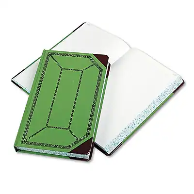 Front. Boorum & Pease - Record Book, 7 5/8" x 12 1/2"/Red, 250 Sheets/Book - Green.