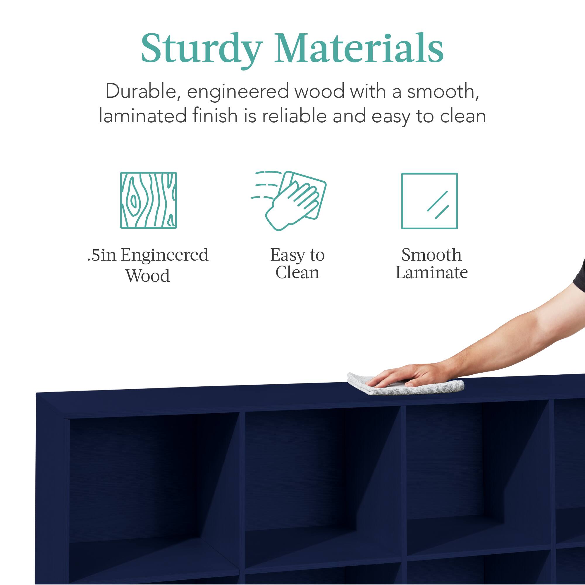 Sturdy Materials: Durable, engineered wood with a smooth, laminated finish is reliable and easy to clean. 

- .5in Engineered Wood
- Easy to Clean
- Smooth Laminate