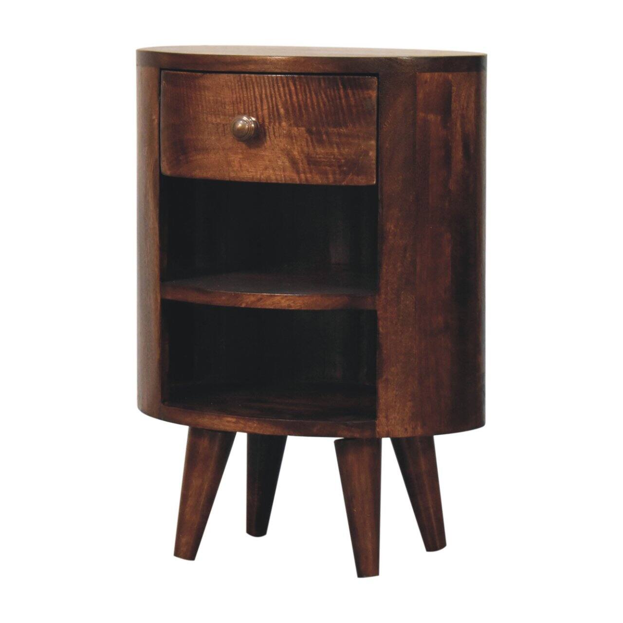 Back. Artisan Furniture - Artisan Furniture Solid Wood Cortez California Walnut Bedside, 1 Drawer, 2 Shelves, Dark Brown - Dark Brown.